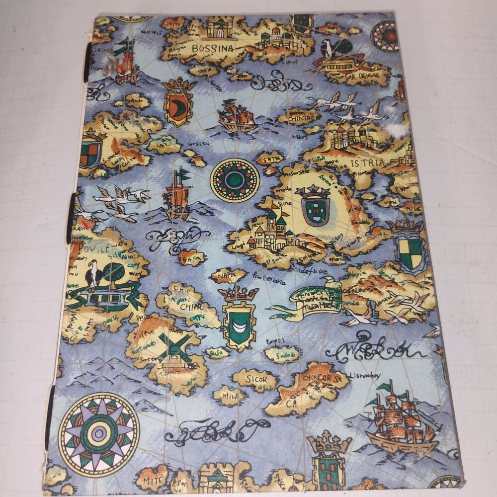 Vintage Old Map Notepad Holder Folder Notebook Legal Pad Different Color Pages